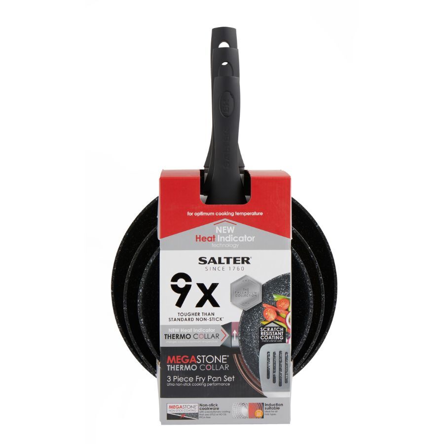Salter Megastone Thermo Collar 3pc Frypan Set
