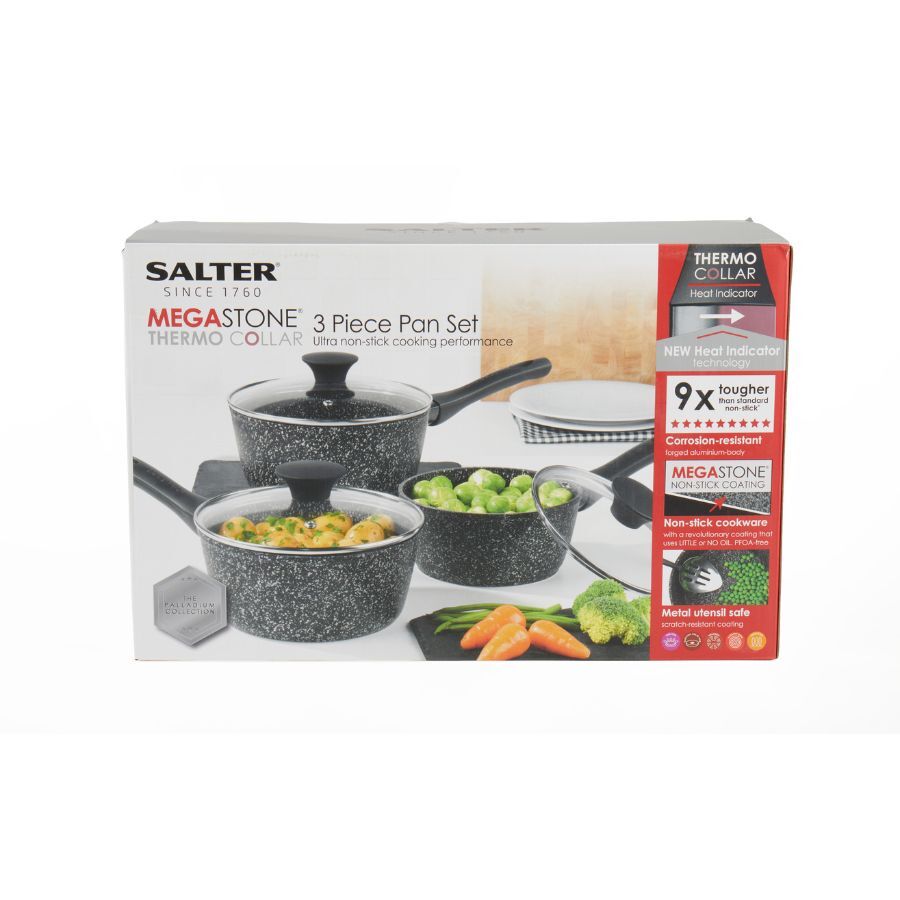 Salter Megastone Thermo Collar 3pc Pan Set