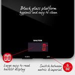 Salter 10kg Glass Electronic Digital Kitchen Scale - Black